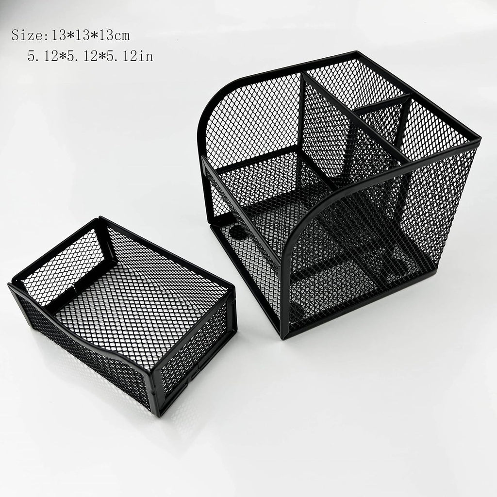 Black Square Metal Wire Mesh Pencil Holder Pencil Cup Pen Holder Set of 2 – Retail Promo