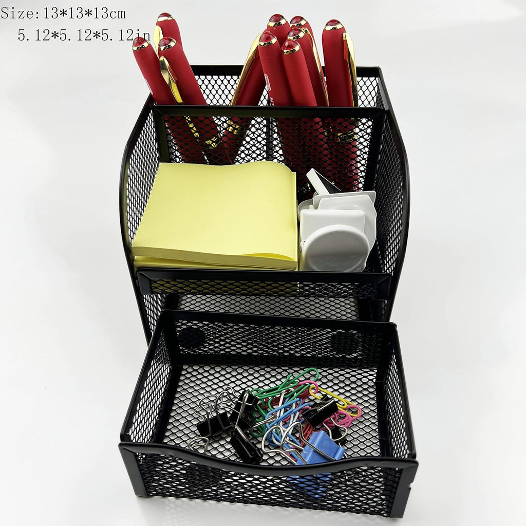 Black Square Metal Wire Mesh Pencil Holder Pencil Cup Pen Holder Set of 2 – Retail Promo