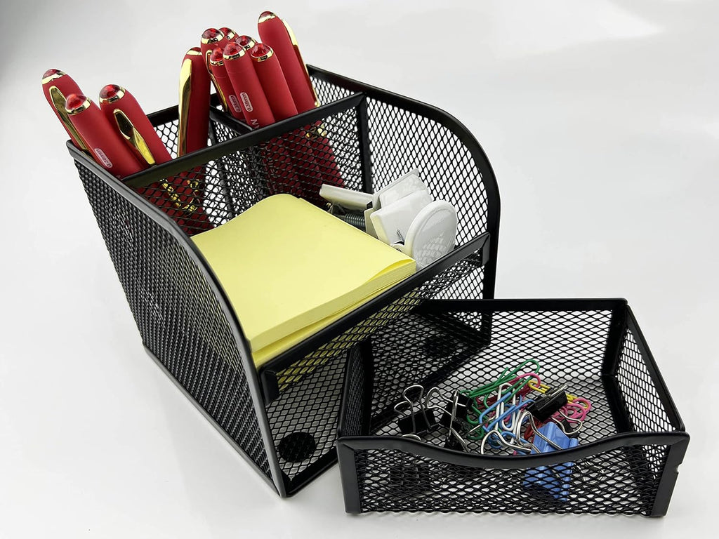 Black Square Metal Wire Mesh Pencil Holder Pencil Cup Pen Holder Set of 2 – Retail Promo