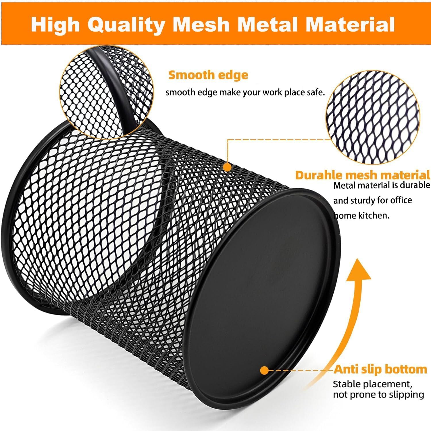 Pen Holder Mesh Pencil Holder Metal Pen Holder Cup Set of 3 – Retail Promo