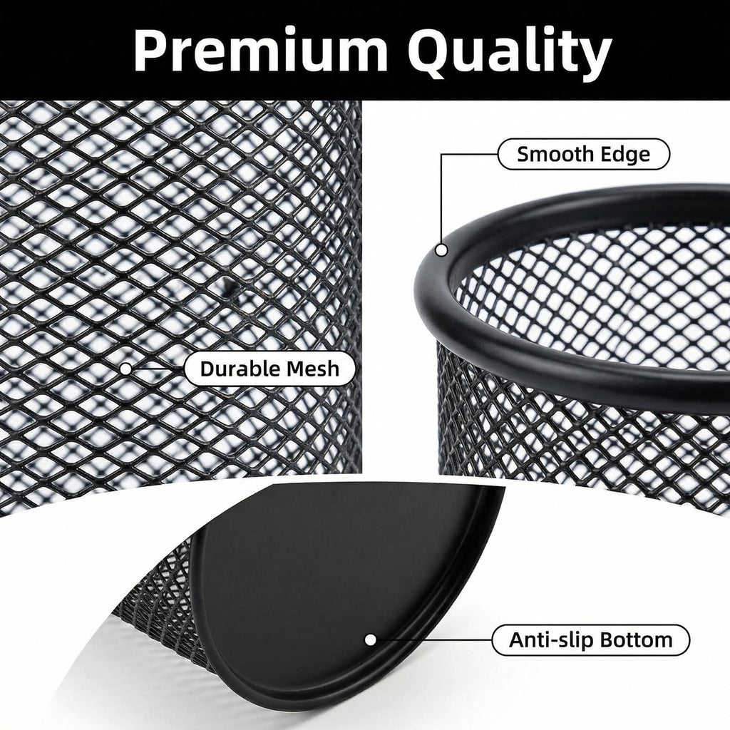 Pen Holder Mesh Pencil Holder Metal Pen Holder Cup Set of 3 – Retail Promo