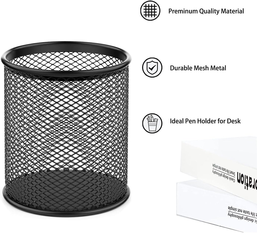 Pen Holder Mesh Pencil Holder Metal Pen Holder Cup Set of 3 – Retail Promo