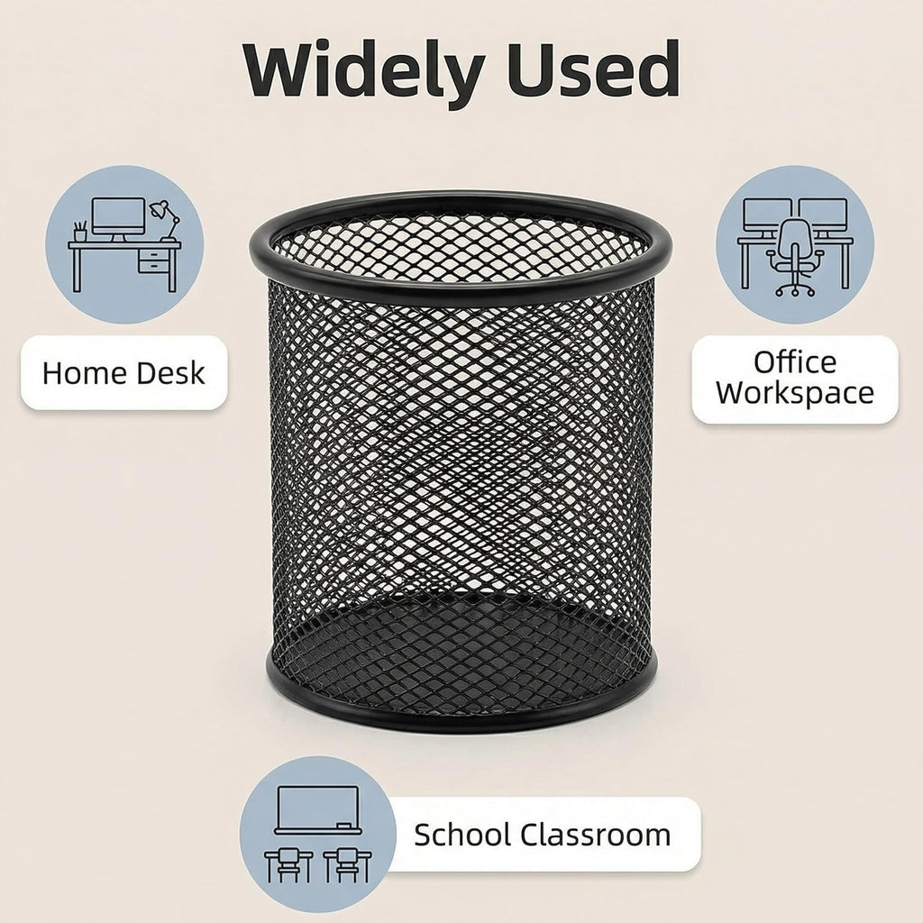 Pen Holder Mesh Pencil Holder Metal Pen Holder Cup Set of 3 – Retail Promo