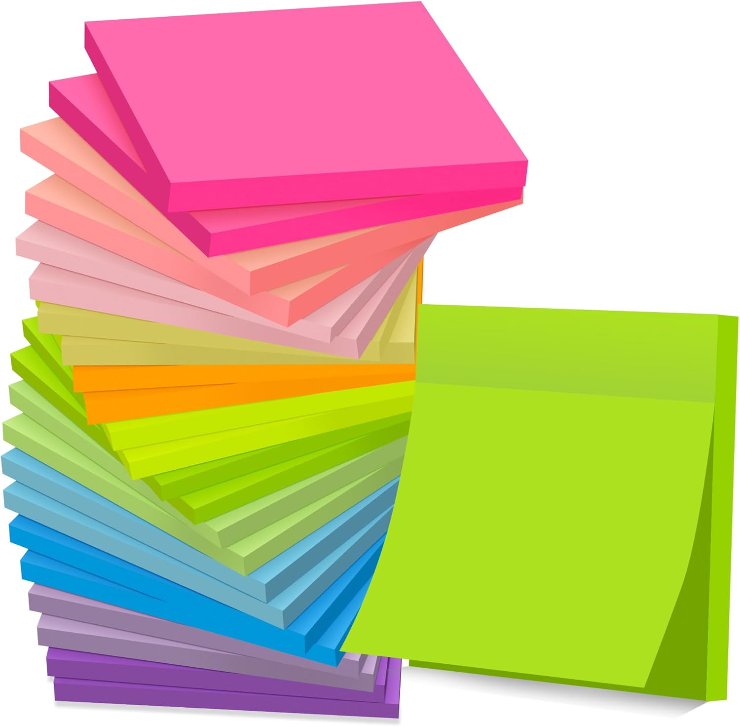 Sticky Notes in Post 12 Bright Colors Self-Stick Note Pads – Retail Promo