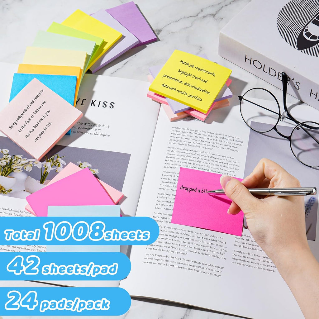 Sticky Notes in Post 12 Bright Colors Self-Stick Note Pads – Retail Promo