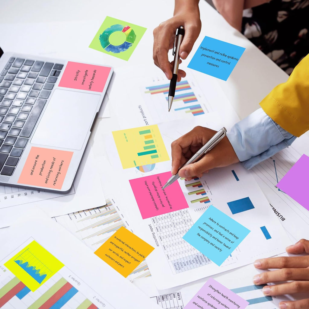 Sticky Notes in Post 12 Bright Colors Self-Stick Note Pads – Retail Promo